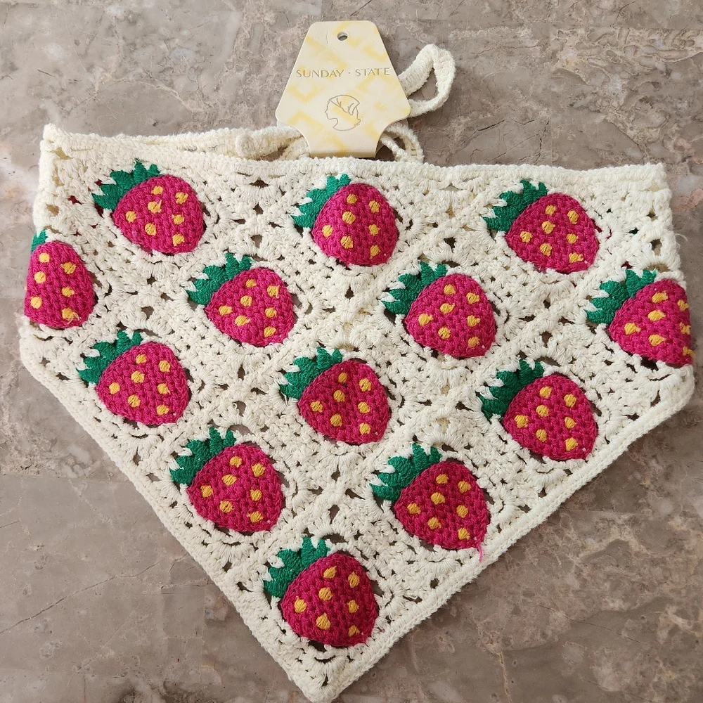 Womens Hair Scarf Strawberry Print - Picture 2 of 5